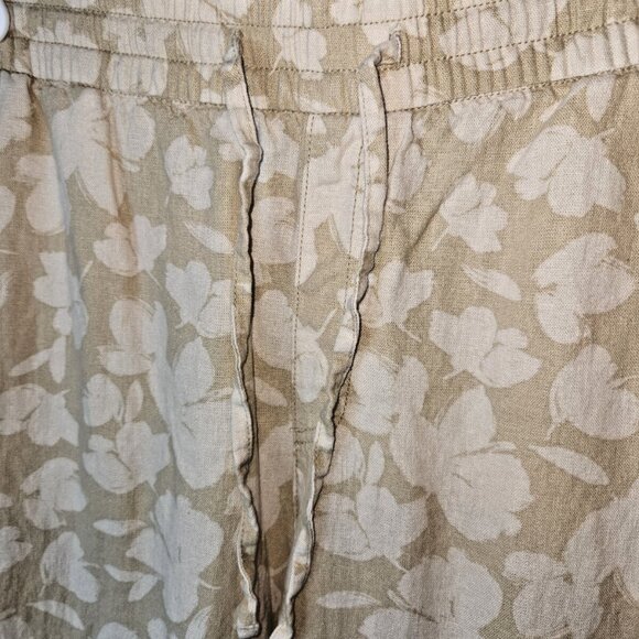 GAP, long, baggy, pants, beige & cream, elastic waist, linen, size XL - Picture 2 of 16